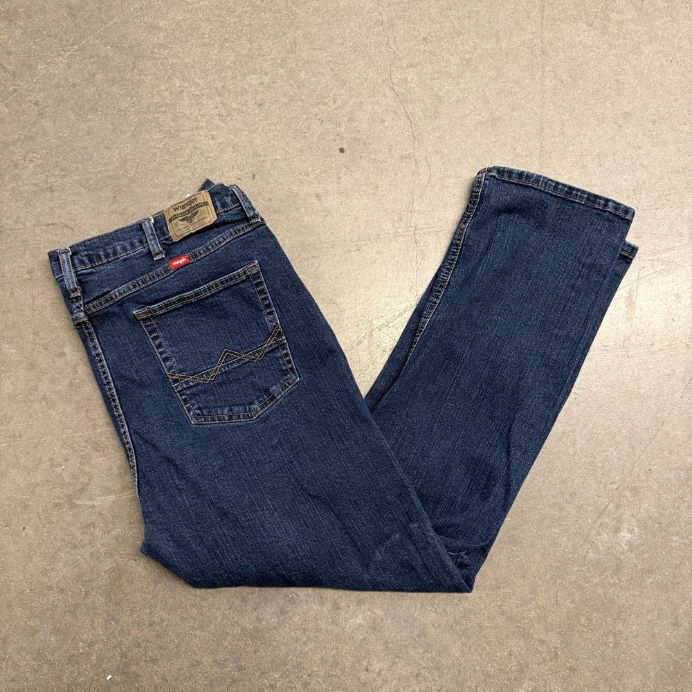 Wrangler Premium Quality Mens Slim Straight‎ Dark Wash Denim Jeans 40x30